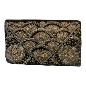 Black and Gold Embroidered‎ Clutch